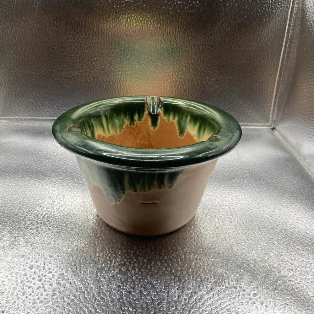 Vintage Santillana del Mar Spain Art Pottery Bowl Handmade Glazed Folk Ceramic